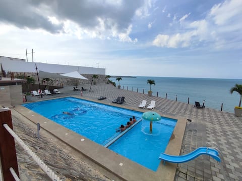 An apartment with an ocean view.