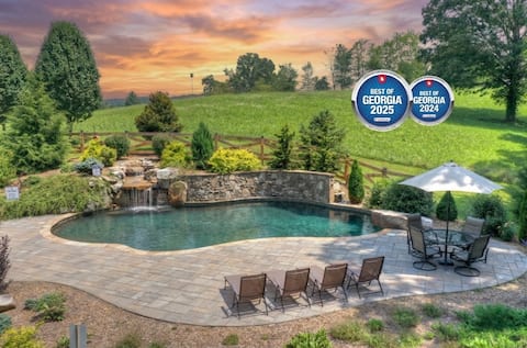 Luxury Cabin · Heated Pool · Sauna · Game Rms · 8+