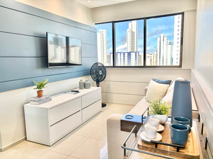 Flat 6 Min Da Praia | Portaria 24h | Garagem - Boa Viagem