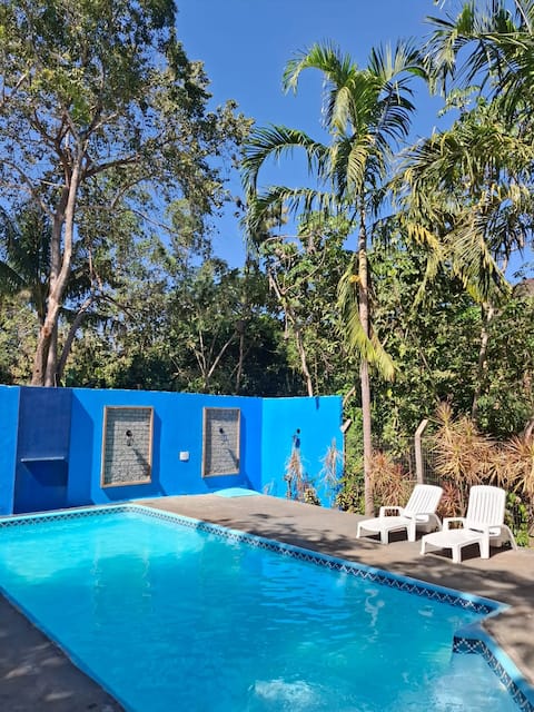 Country house, pool, river and wood stove