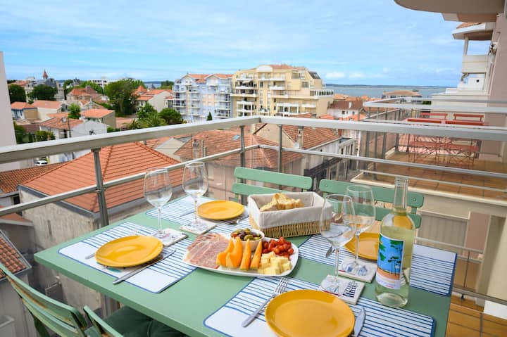 Terrasse Vue Mer  Hyper-centre, Clim, Parking - Arcachon