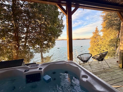 New Hot Tub • Modern Lakefront Cottage