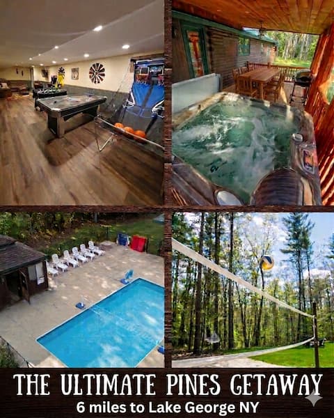 Luxury Cabin 6 miles to Lake George pool &hot tub
