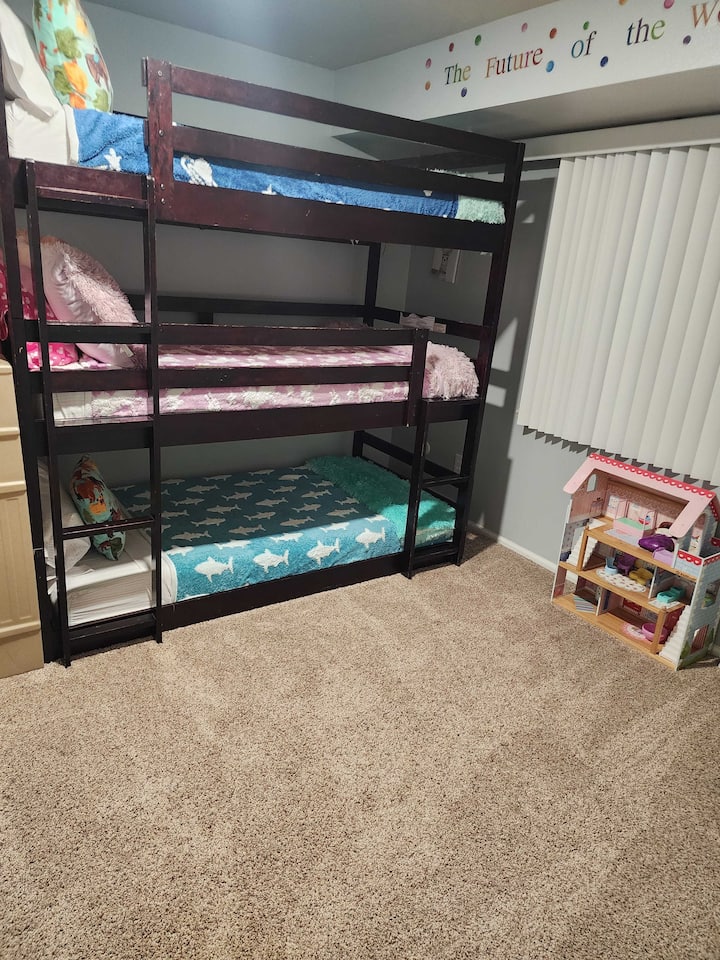Upstairs 3rd bedroom with 3 twin bed bunks!  Little ones will enjoy this area!
