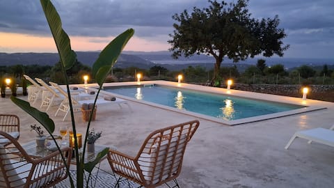 Stone Villa Halepa panoramic view,big pool &garden