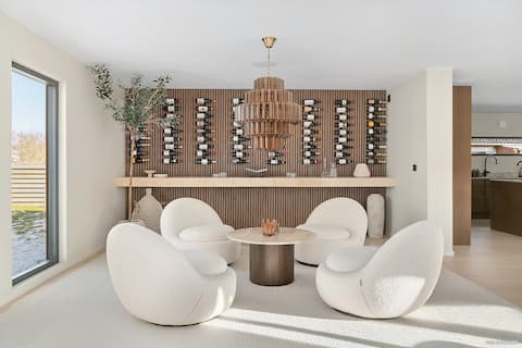 Modern villa near the beach in Viken with heated pool!