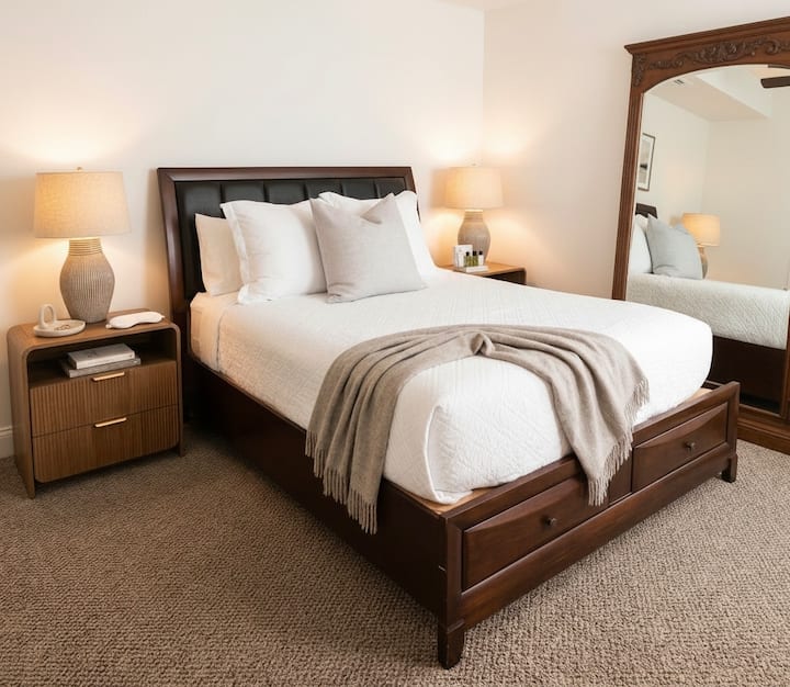 Guest bedroom #2  (queen) located downstairs first floor, behind the bar.