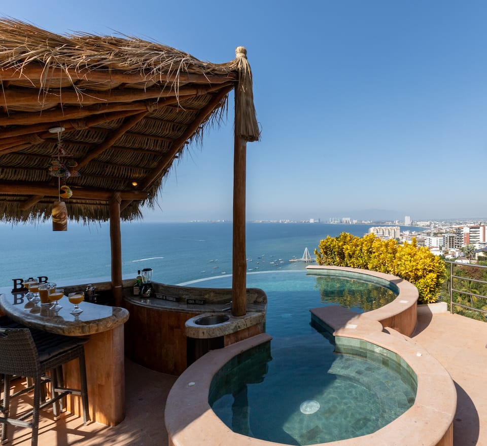 A palapa bar above Banderas Bay, Puerto Vallarta, Jalisco, Mexico, photo 10 of 10