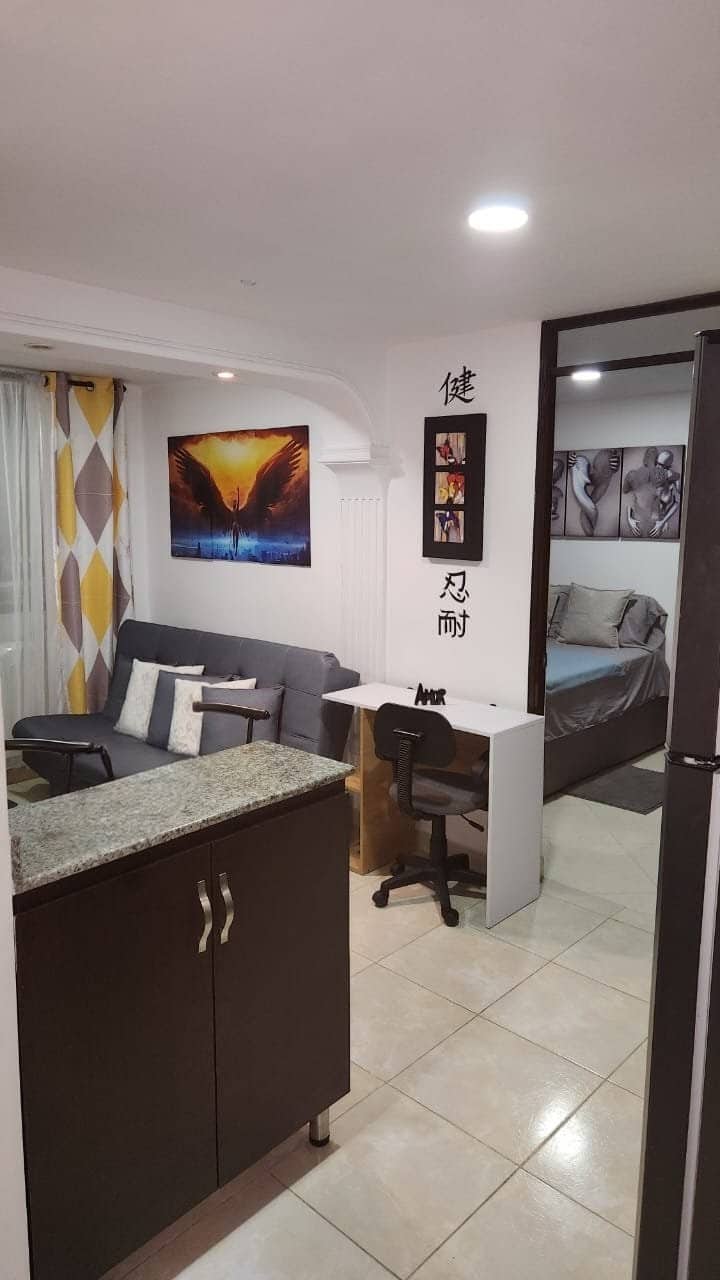 living room and desk area