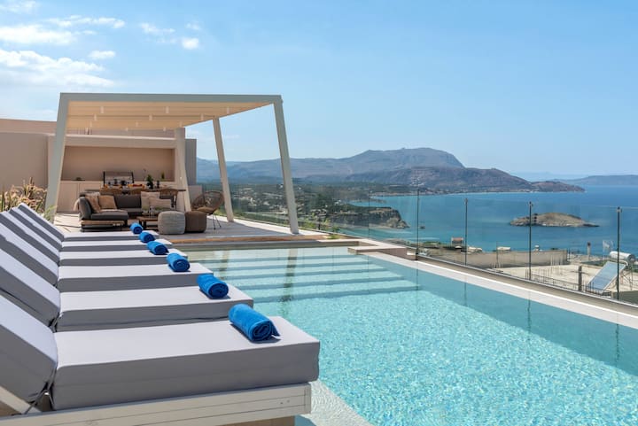 Seaview Lux - Maison De Vacances Moderne Avec Pisc - Kreta