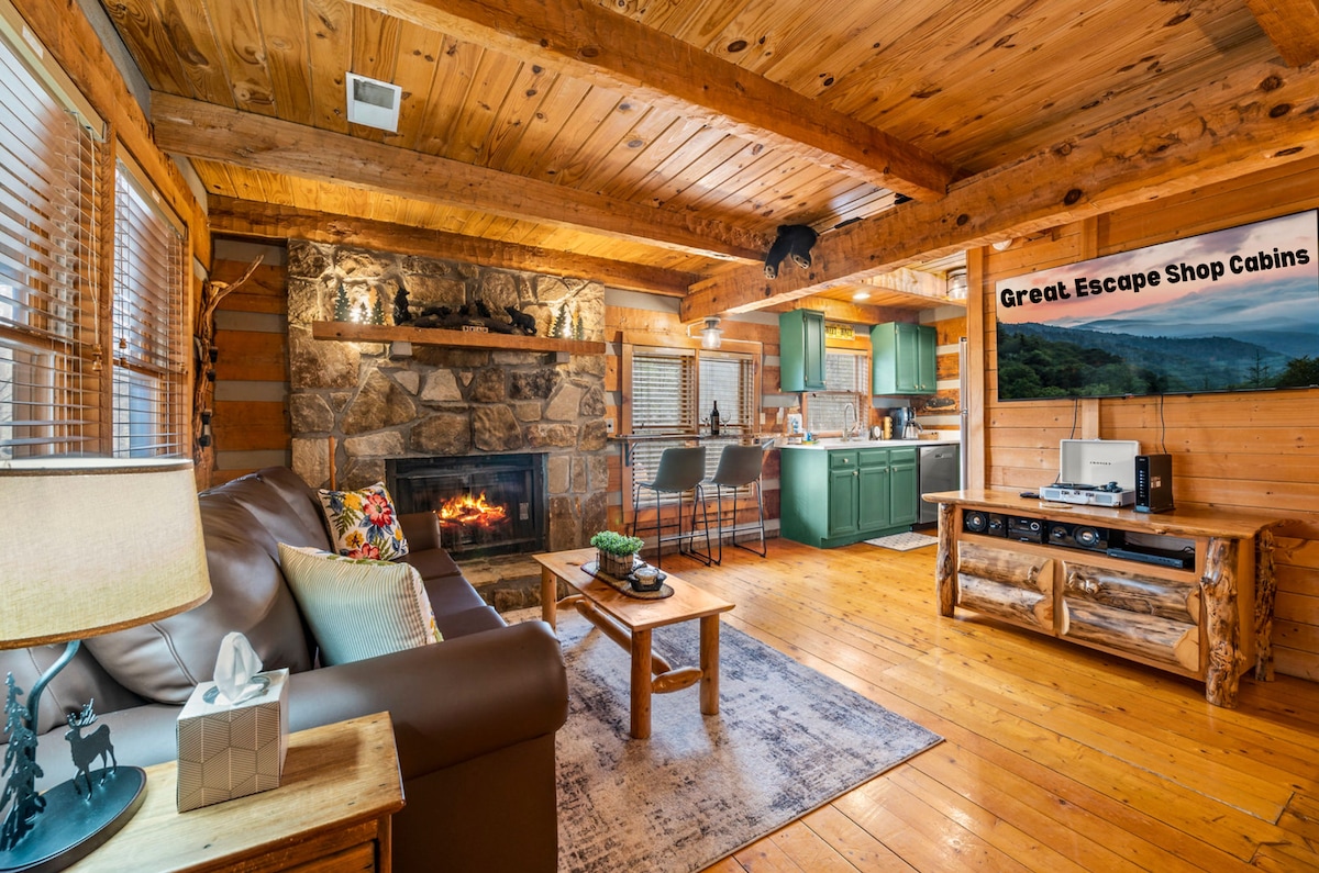 Large Roku TV and gas fireplace for your comfort