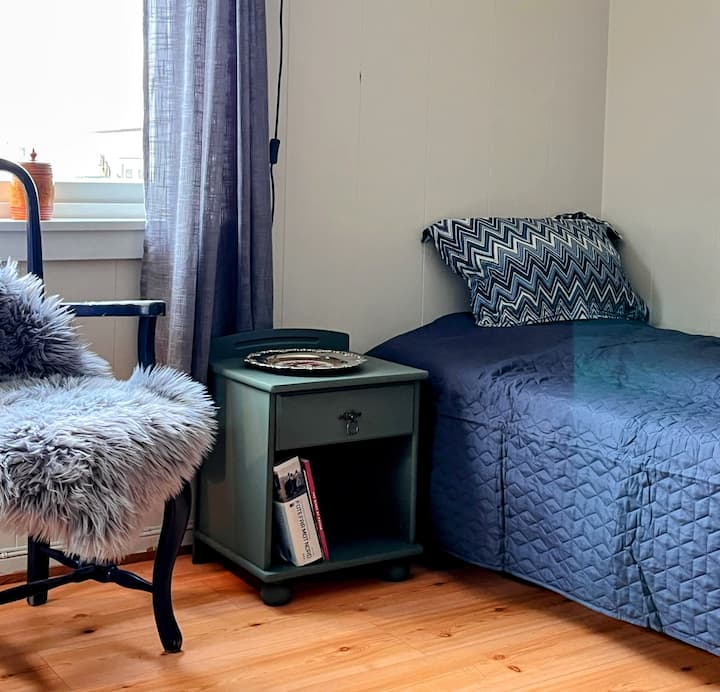 Cama individual en la sala de estar