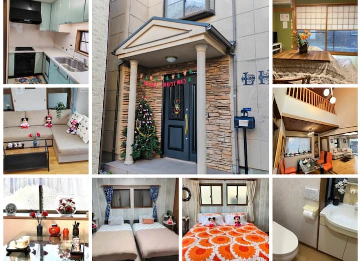 Dream Villa Next to Disney: Detached villa with stone exterior, Japanese-Western eclectic design…