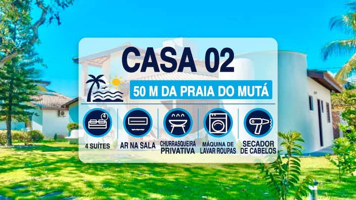 CSP02: MUTÁ BEACH 50 m | HOUSE WITH 4 SUITES and A/C