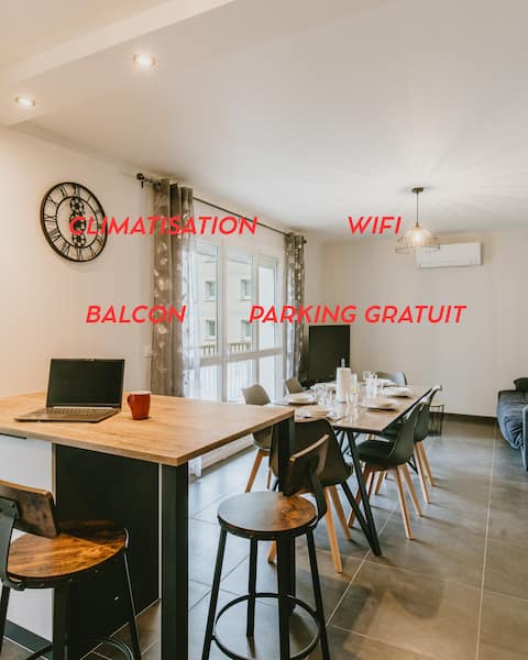 Magnifique T3 cosy, parking, balcon, WIFI