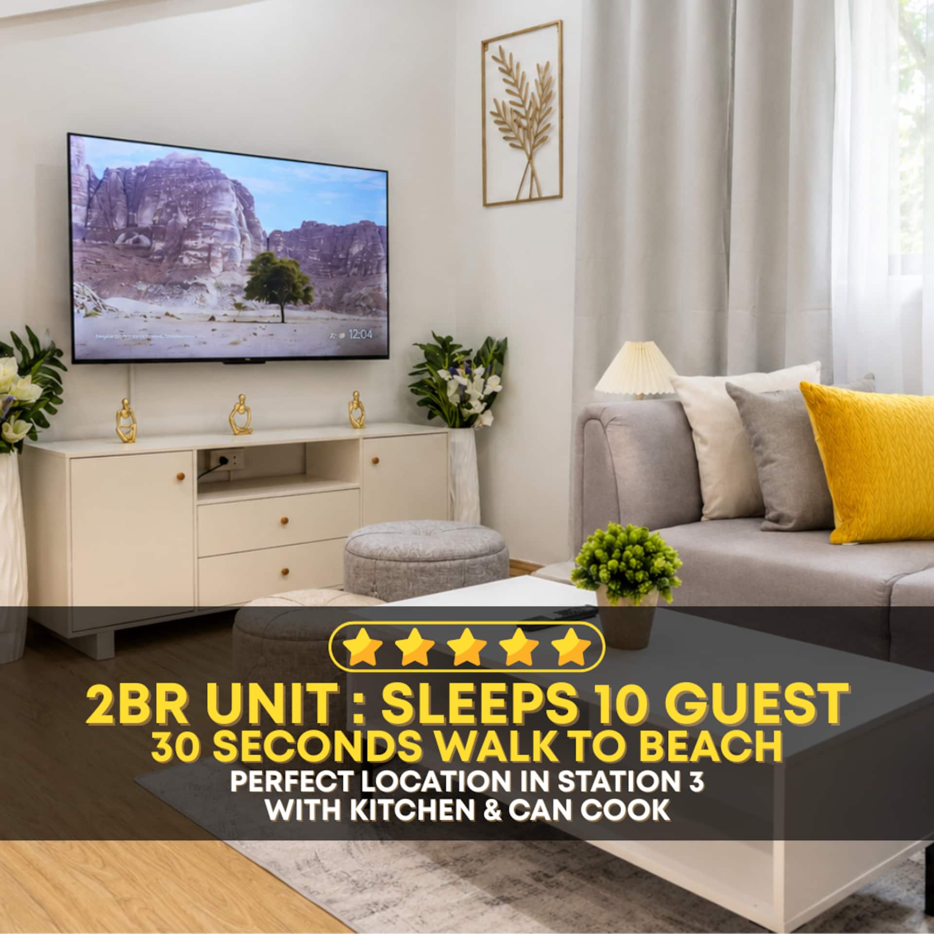 [Sleeps 10] Aesthetic 2BR w/ Kitchen | Near Beach