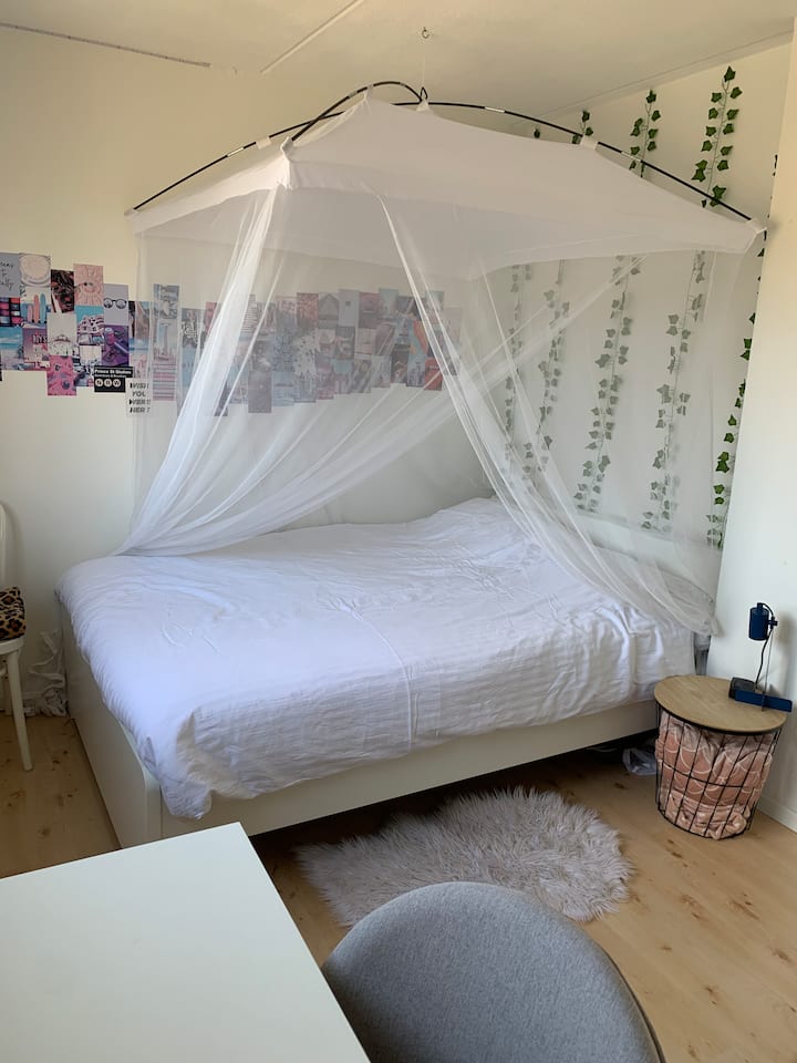 Spavaća soba s kćerima udobna je i udobna; tu je i lijepa mreža za komarce za nesmetan san.