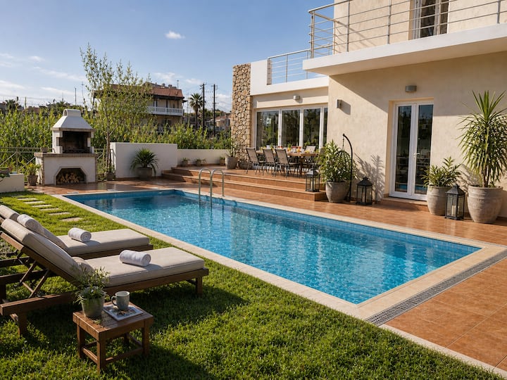 Hayeks Villa Private Pool Near The Beach - Chania