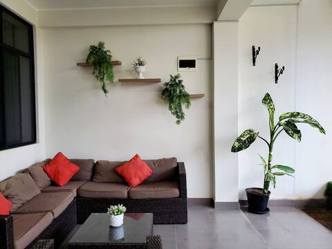 Private house with balcony and garden.