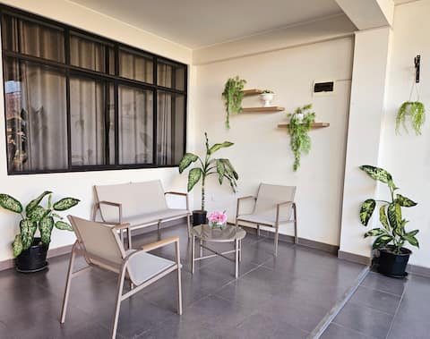 Private house with terrace and garden.