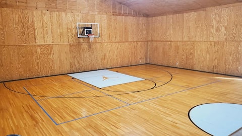 Barn with half basketball court
