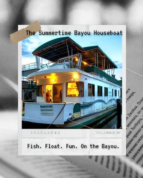 Summertime Bayou Houseboat Oasis: Spa Fish & Kayak