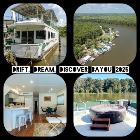 Summertime Bayou Houseboat Oasis: Spa Fish & Kayak