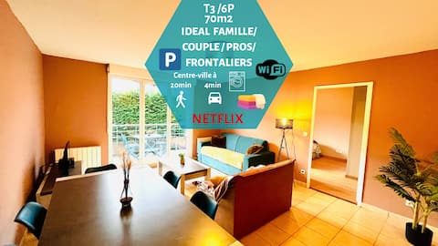 *Le Golden Blue* Beautiful T3, 5 minutes from the center