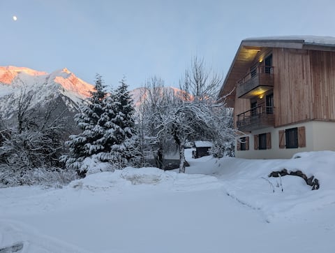 Chalet ski-in/out, sauna & spa, Mont-Blanc view