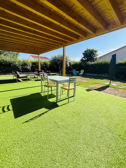 Garden level apartment with parking.