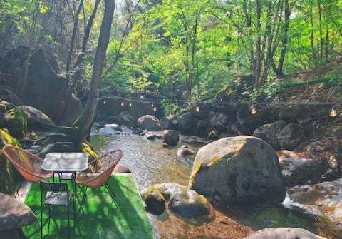 #Sancheonggugoksanbang Nereujae #Resort for body and mind #Private valley #Cypress bath #Chonkang