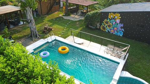 Casa campestre con chalet, malla catamarán piscina