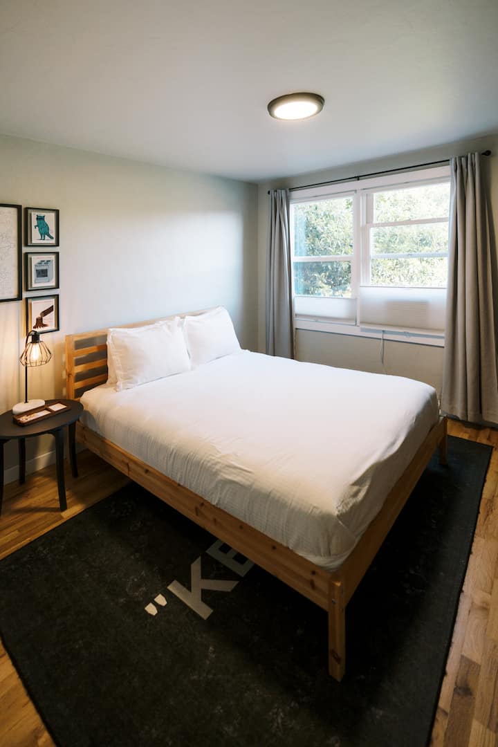 This bedroom overlooks the garden. Love it!