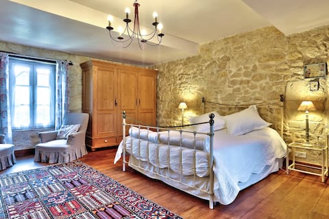 Spacious guest room with private bathroom.