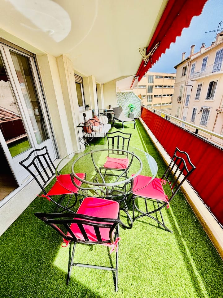 Grand T2 Lumineux, Terrasse 21m² 10min Croisette. - Cannes
