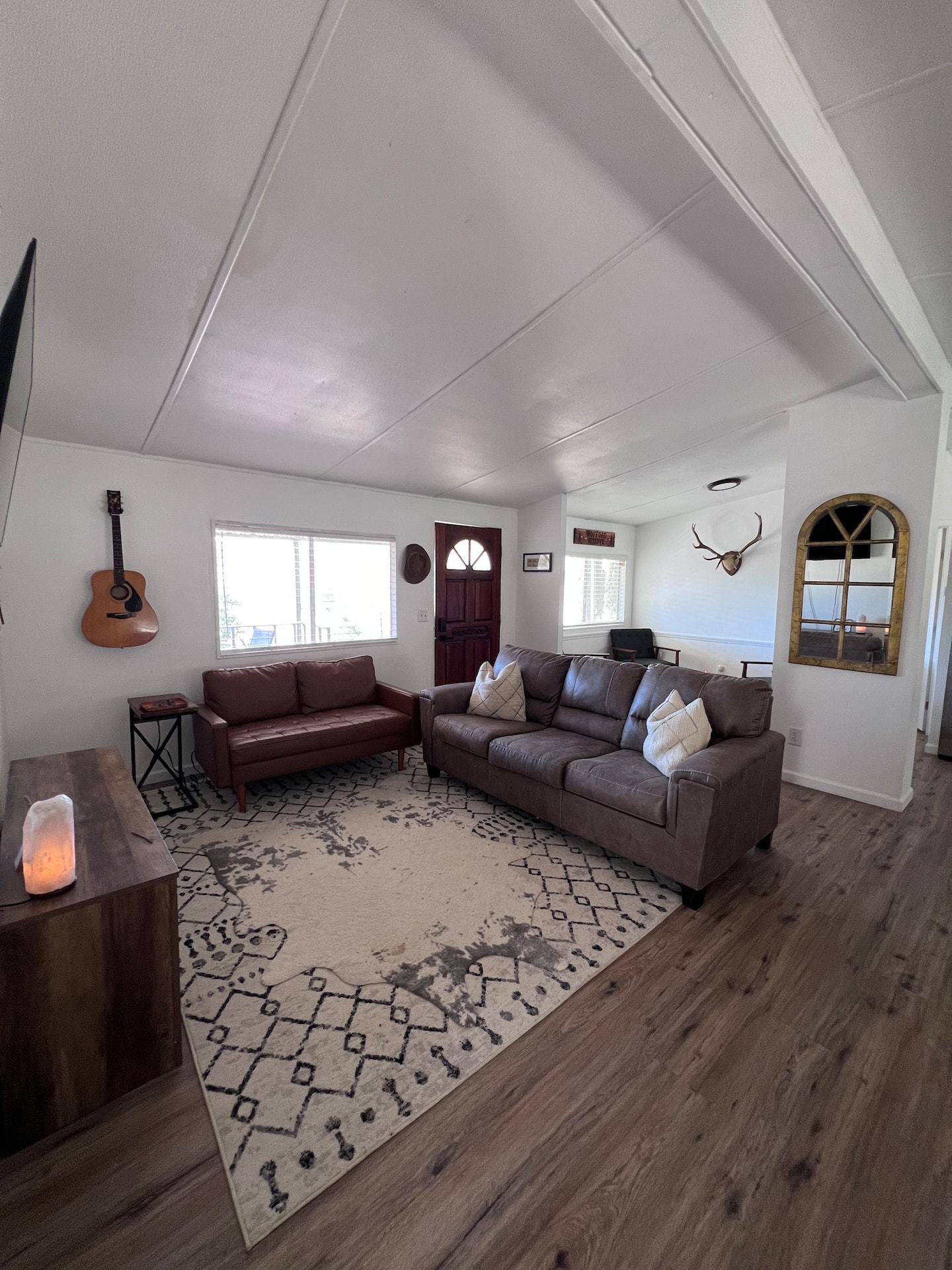 Luxurious living room with floor-to-ceiling windows