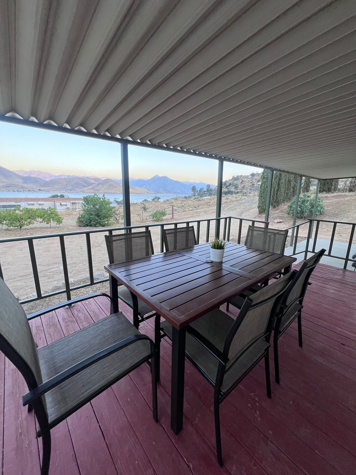 Outdoor patio and backyard area
