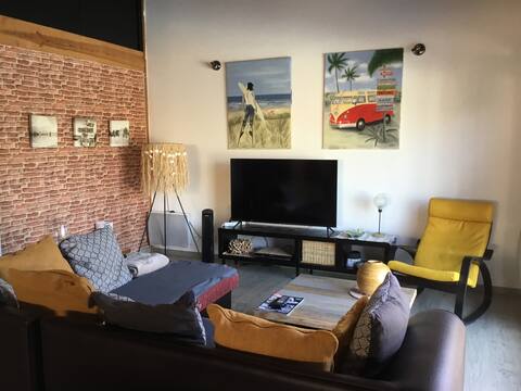 Wooden house with pool