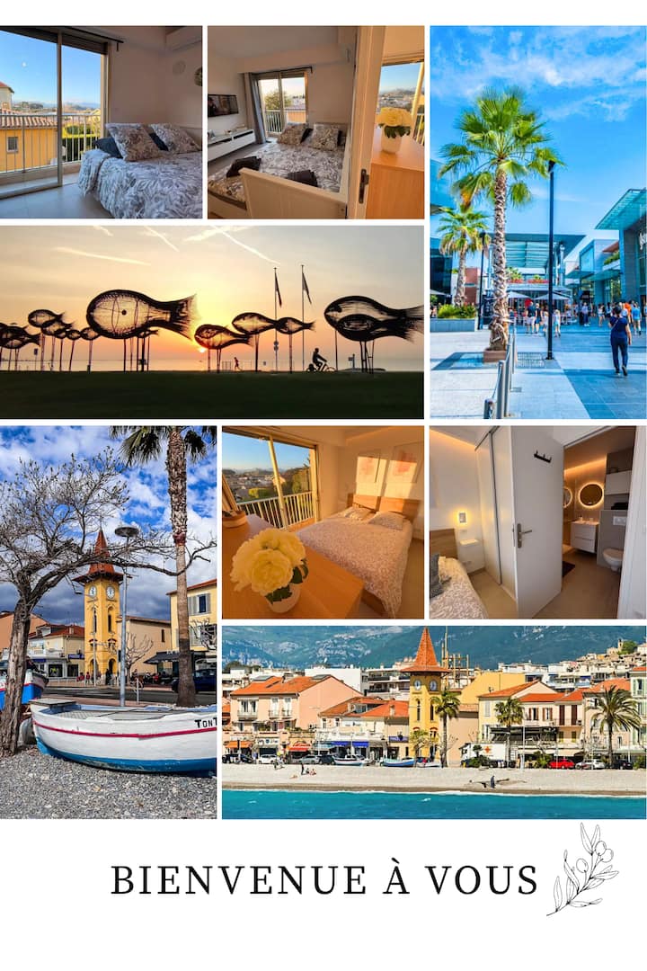 Charmant Apt Calme Proche Plage Clim Parking Privé - Biot