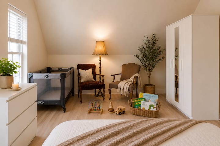 Family Friendly essentials including a Pack ’n Play, high chair, books and toys for our young guests.
