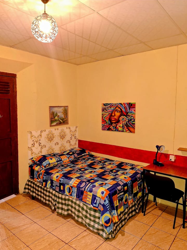 Double bed with a super mattress and exquisite bedding for a good rest.  