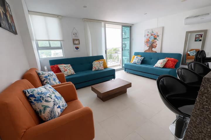 Condo Moderno Rodadero Centro Smr, Playa A 3 Min - Santa Marta