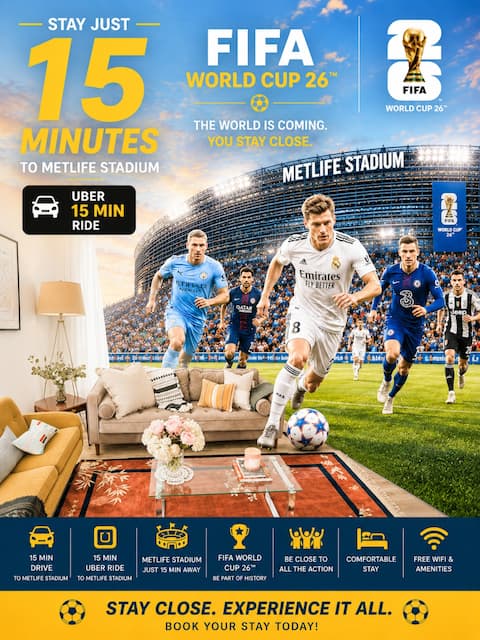 Chic 2BR Retreat 15 min FIFA World Cup MetLife Std