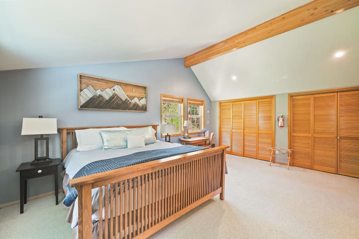Bedroom #1 of 3: upstairs primary with king bed and en suite bathroom