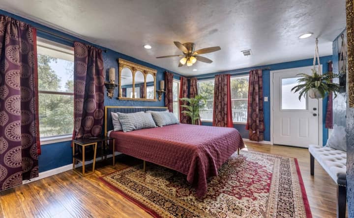 Owners Suite with king bed. Very elegant spacious bedroom with an attached bathroom.
