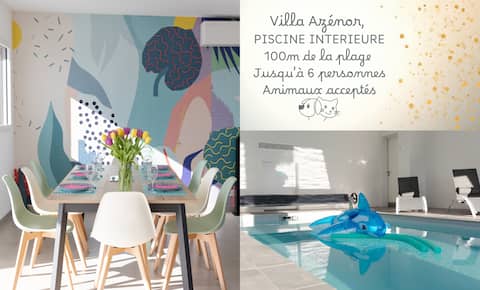 Villa Azénor Brittany pool sea view 100 m from beach