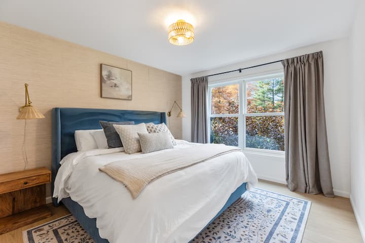 Cozy King Bedroom with snowy views. Room has small closet & room darkening curtains.