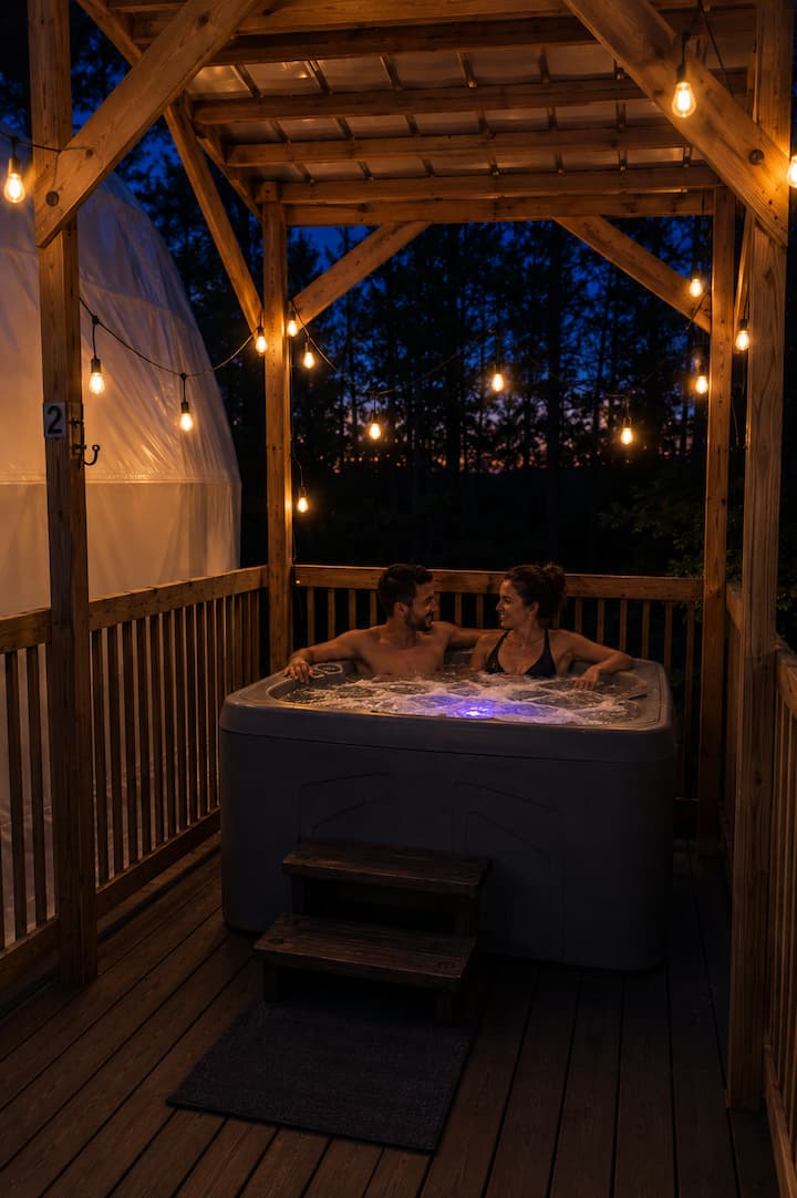 Luxury Couples Dome Hot Tub, Fire Pit & Stargazing