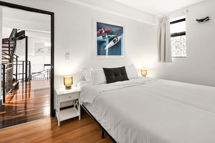 Bedroom 2 located on middle level, is very spacious, and has recently been upgraded with a new king bed and air conditioning!