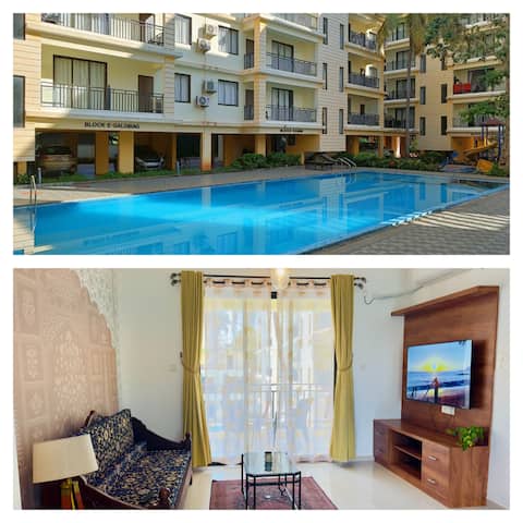 RoyalAbode,big1bhk, beach@700m walk, pristine pool